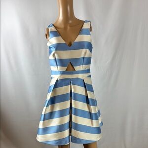 TOPSHOP nautical blue & white stripes, mini, satiny, flirty dress. US 4, UK 8